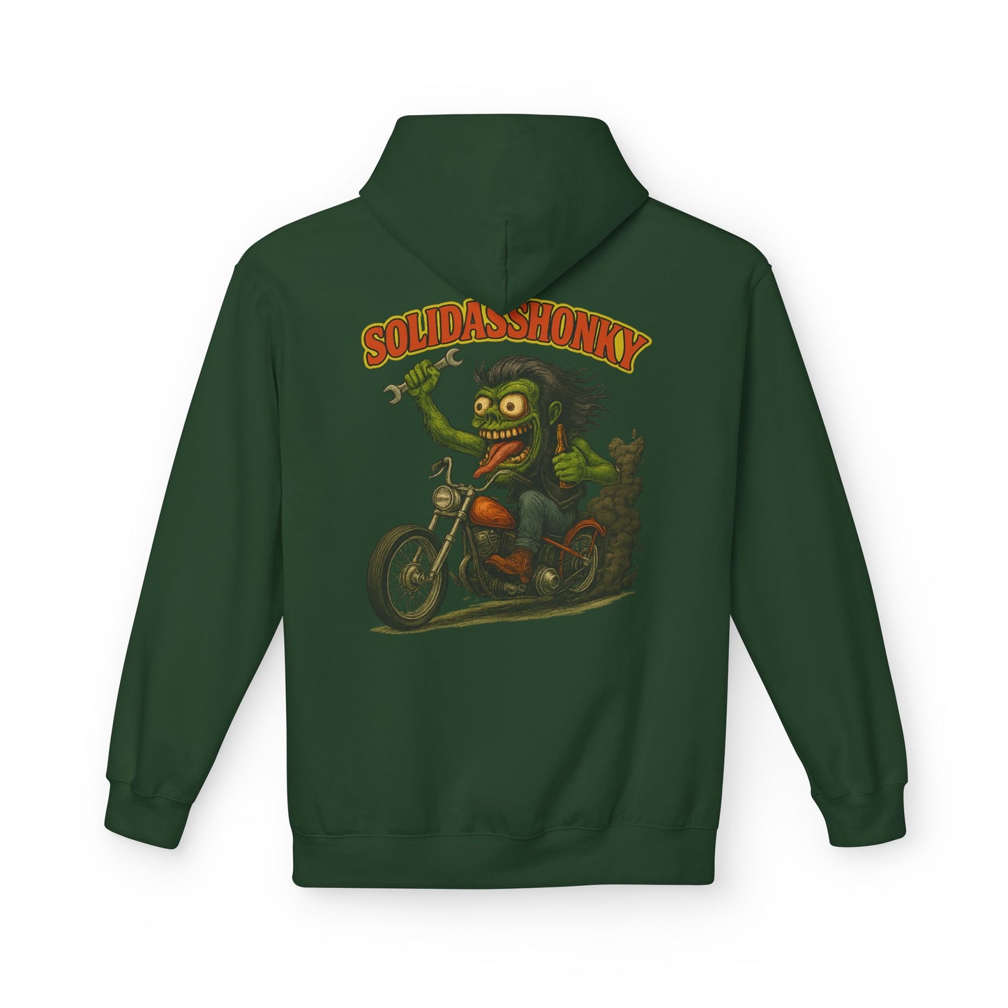Motorcycle Hoodie — “Soldasshonky” Vintage Biker Graphic Pullover