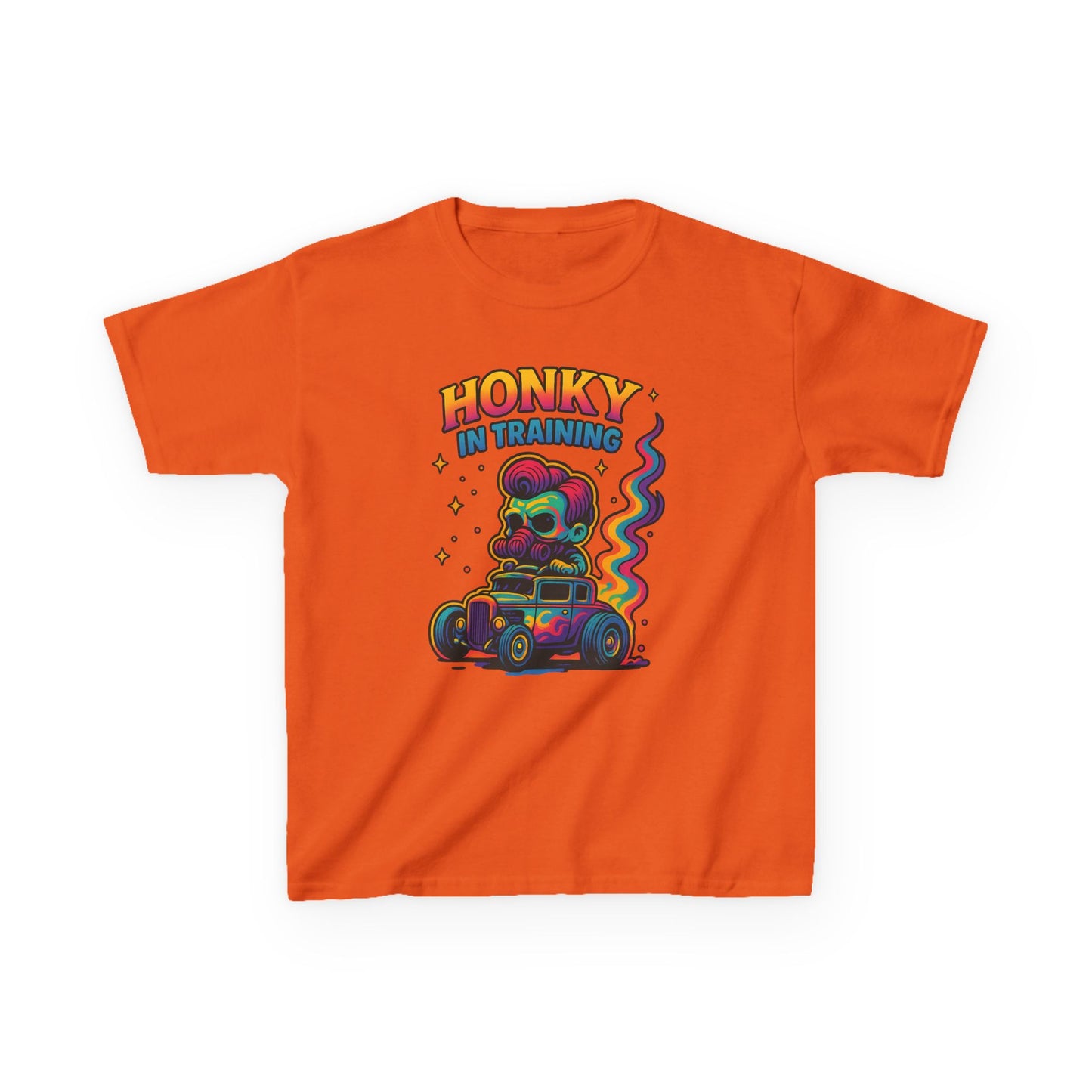 Kids T-Shirt — "Honky in Training" Colorful Racing Skull Graphic Tee