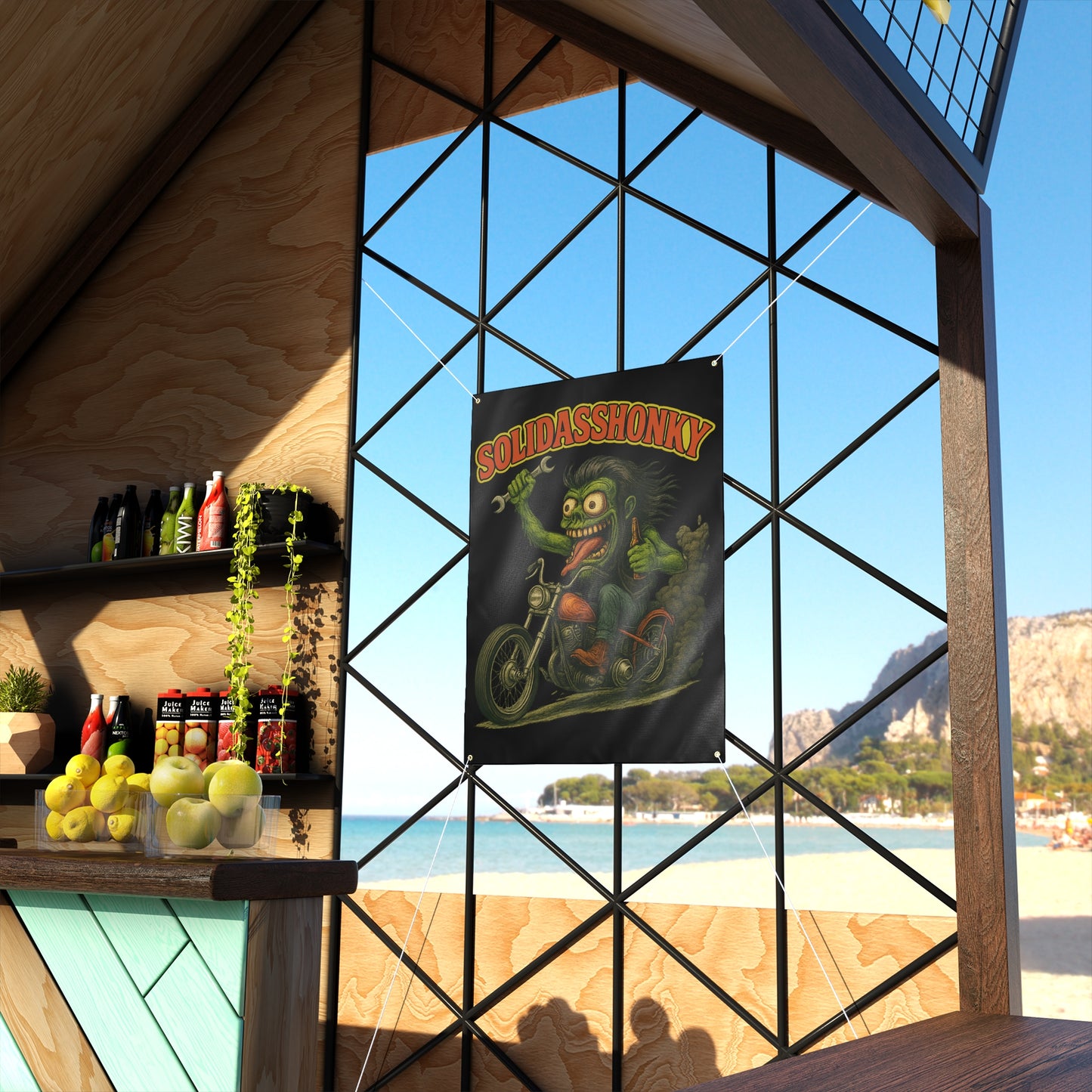 Matte Banner — 'SOLIDASSHONKY' Vintage Biker Art Poster