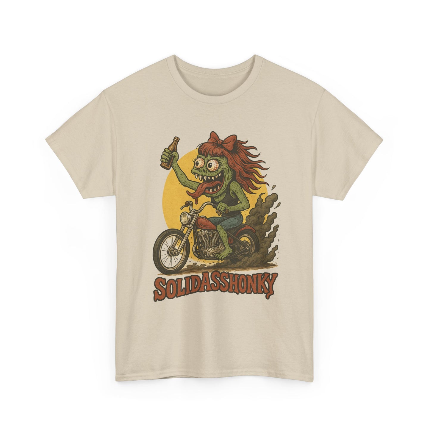 Motorcycle Monster Tee — "Solidasshonky" Retro Biker Graphic Shirt