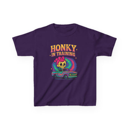 Kids T-Shirt — "Honky in Training" Retro Skull Car Graphic