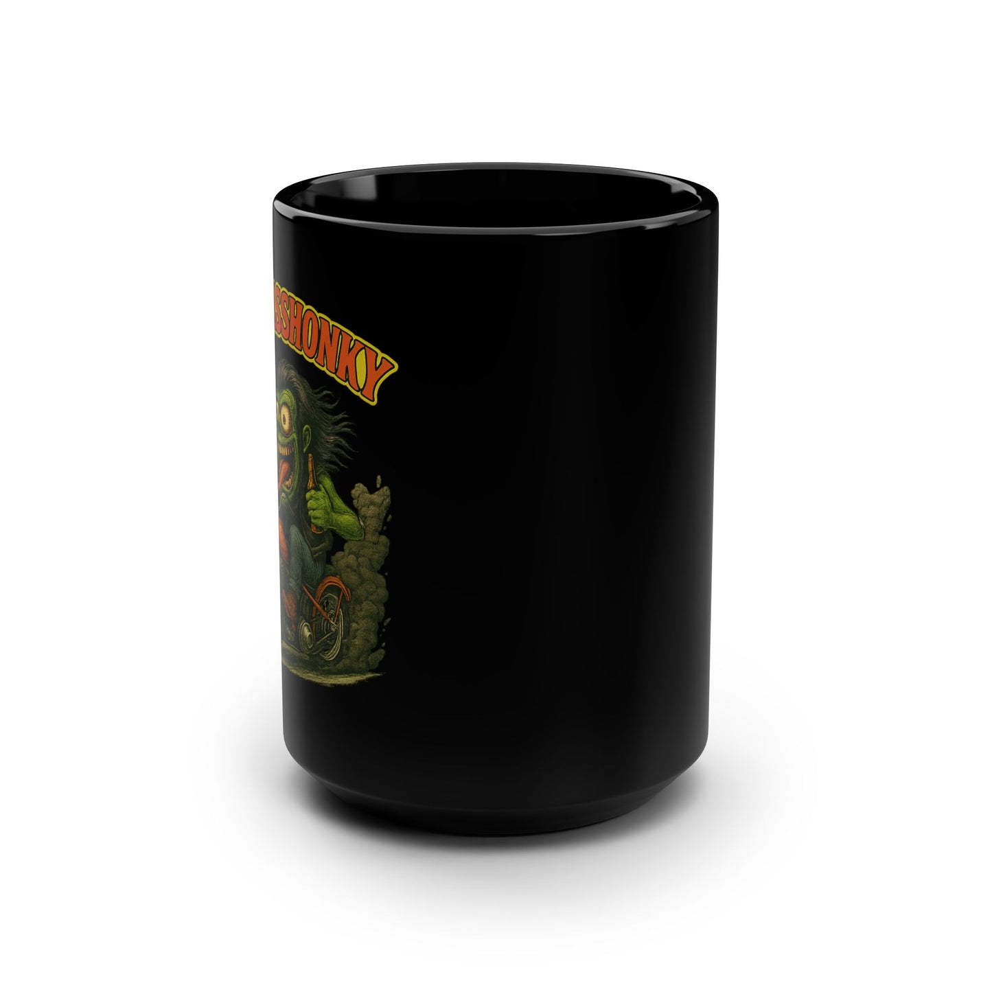 Black 15oz Mug – Vintage Monster Rat Fink Hot Rod Graphic