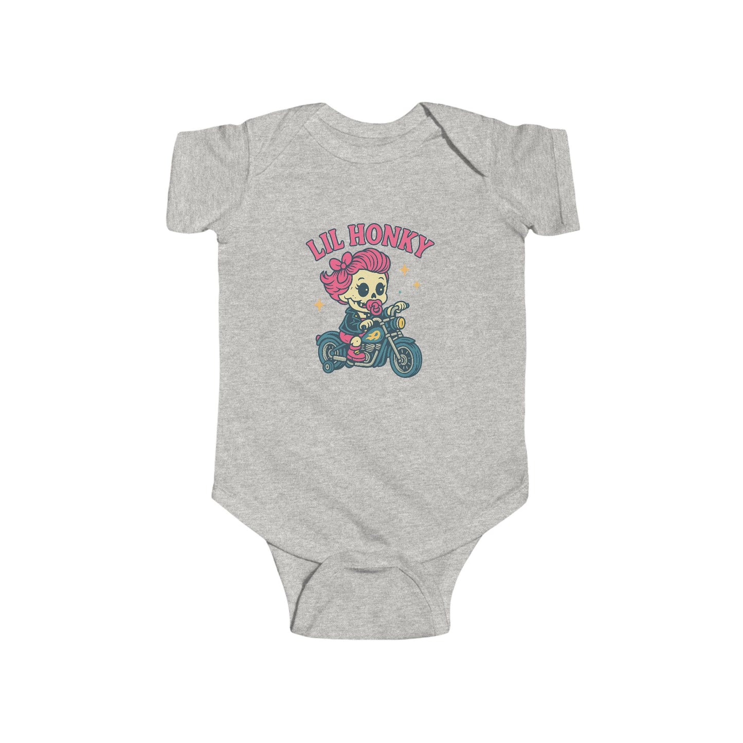 Infant Bodysuit - "Lil Honey" Motorcycle Skull Retro Baby Onesie