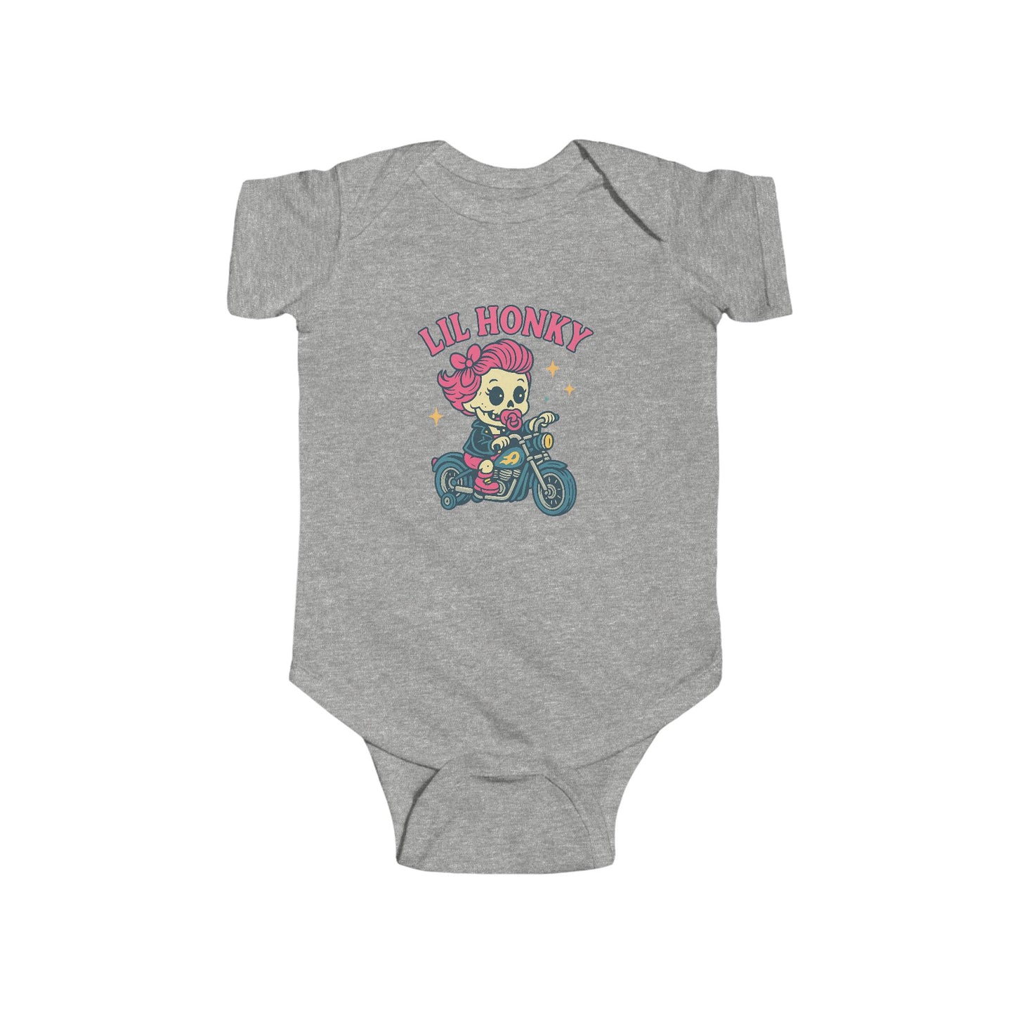 Infant Bodysuit - "Lil Honey" Motorcycle Skull Retro Baby Onesie