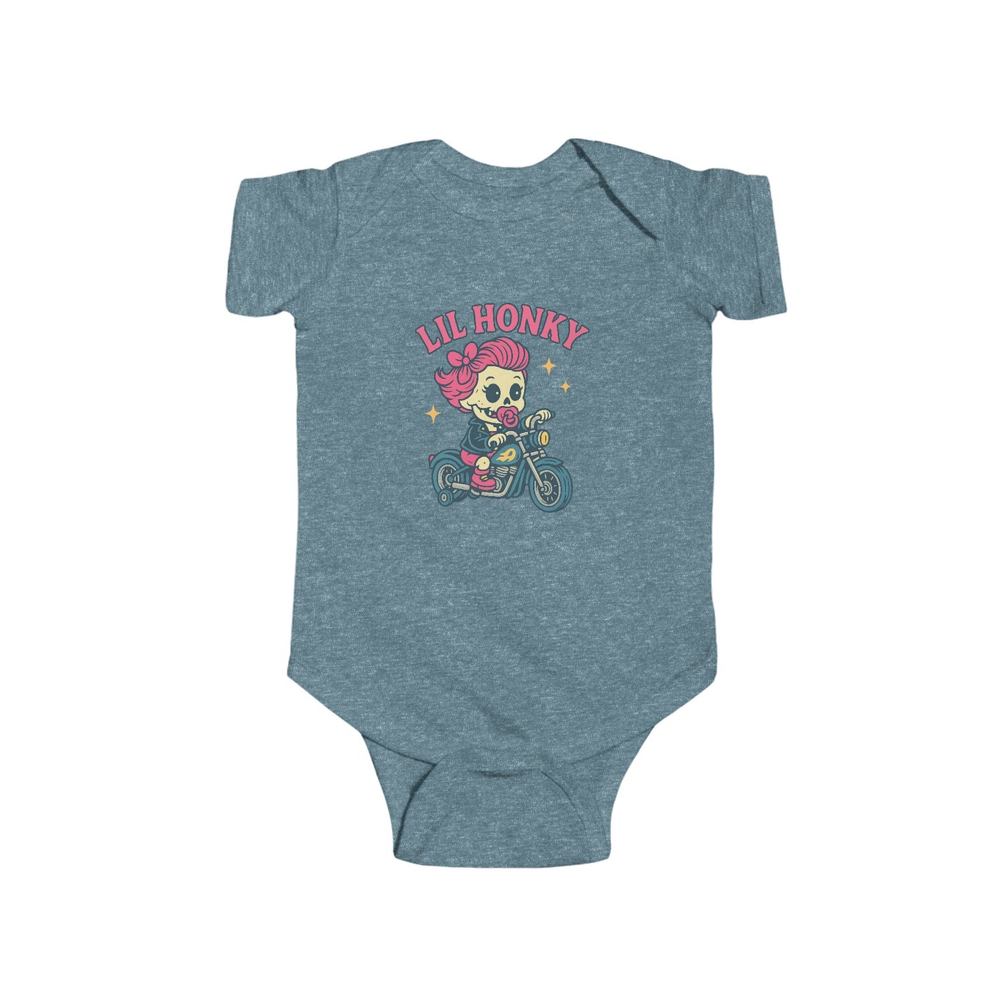 Infant Bodysuit - "Lil Honey" Motorcycle Skull Retro Baby Onesie
