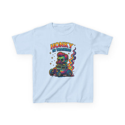 Kids T-Shirt — "Honky in Training" Colorful Racing Skull Graphic Tee