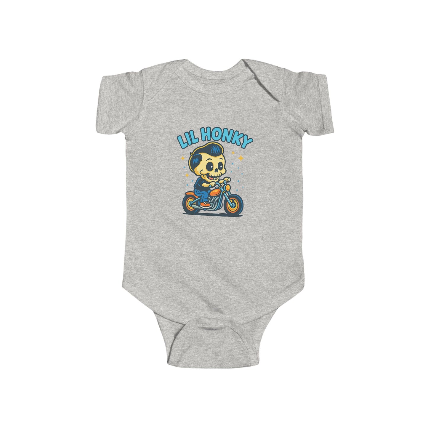 Lil Honky Baby Bodysuit — Cute Skull on Motorcycle Infant Onesie
