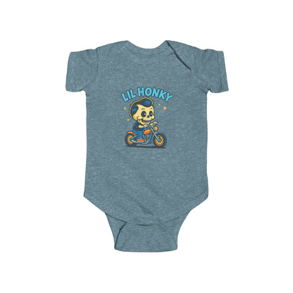 Lil Honky Baby Bodysuit — Cute Skull on Motorcycle Infant Onesie