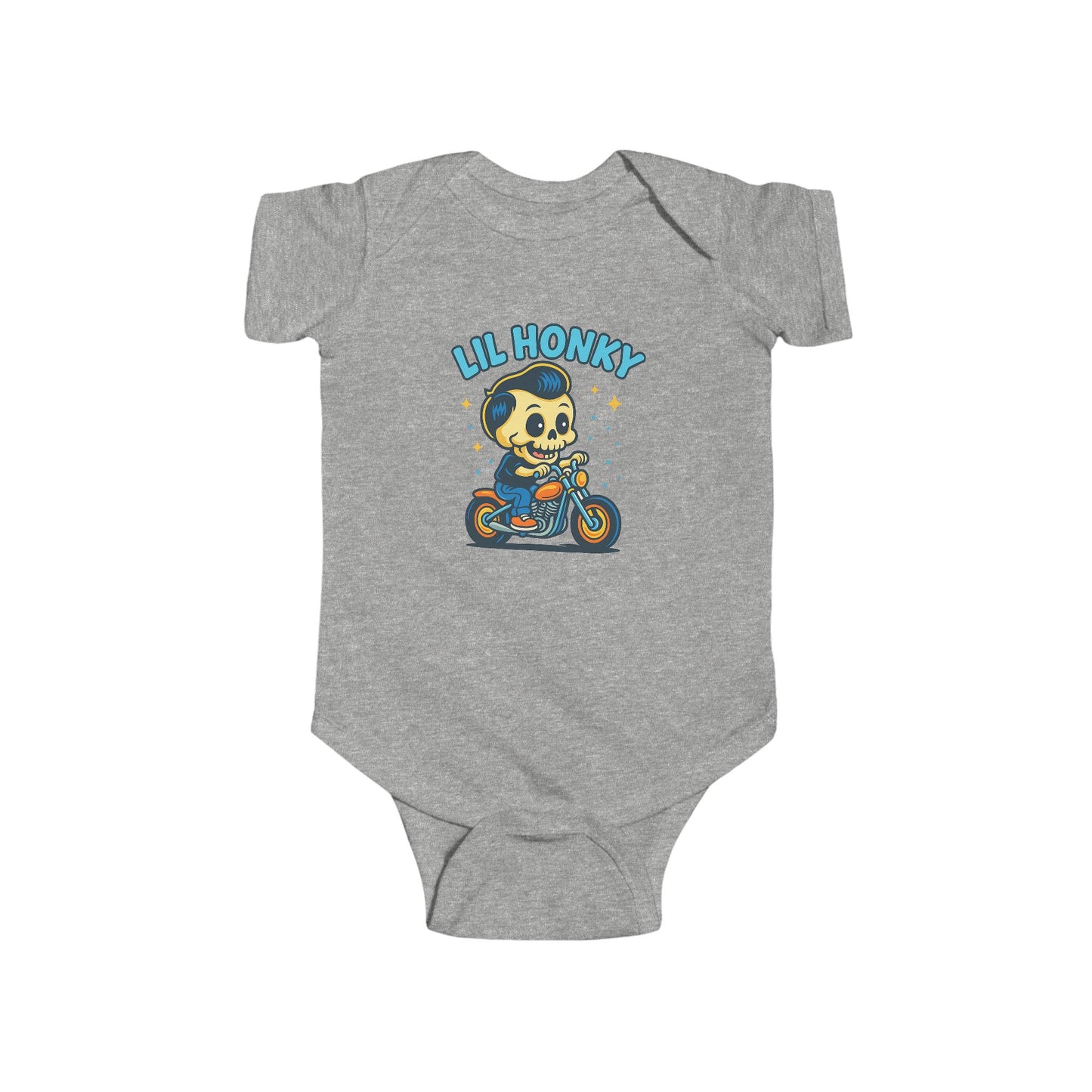 Lil Honky Baby Bodysuit — Cute Skull on Motorcycle Infant Onesie