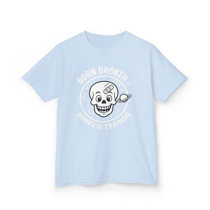 Kids Tee — 'Born Broken, Made in Training' Skull Graphic