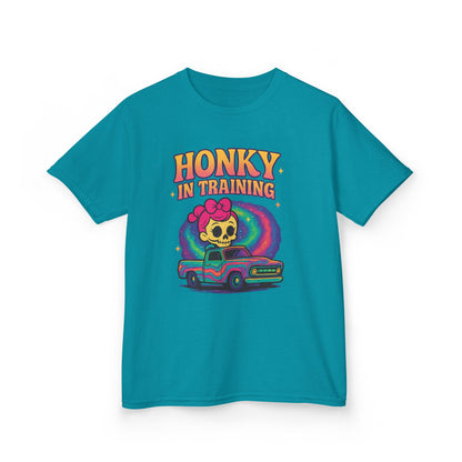 Kids T-Shirt — "Honky in Training" Retro Skull Car Graphic