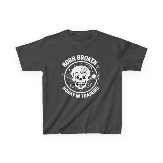 Kids Tee — 'Born Broken, Made in Training' Skull Graphic