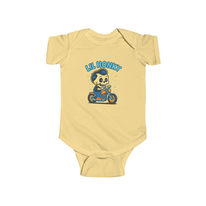 Lil Honky Baby Bodysuit — Cute Skull on Motorcycle Infant Onesie