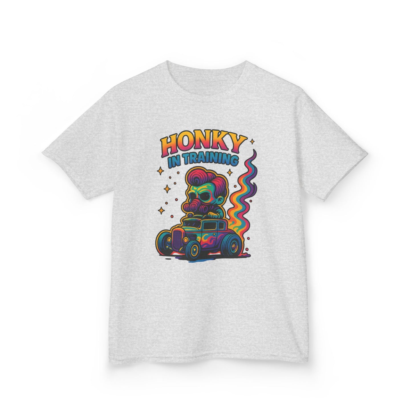 Kids T-Shirt — "Honky in Training" Colorful Racing Skull Graphic Tee