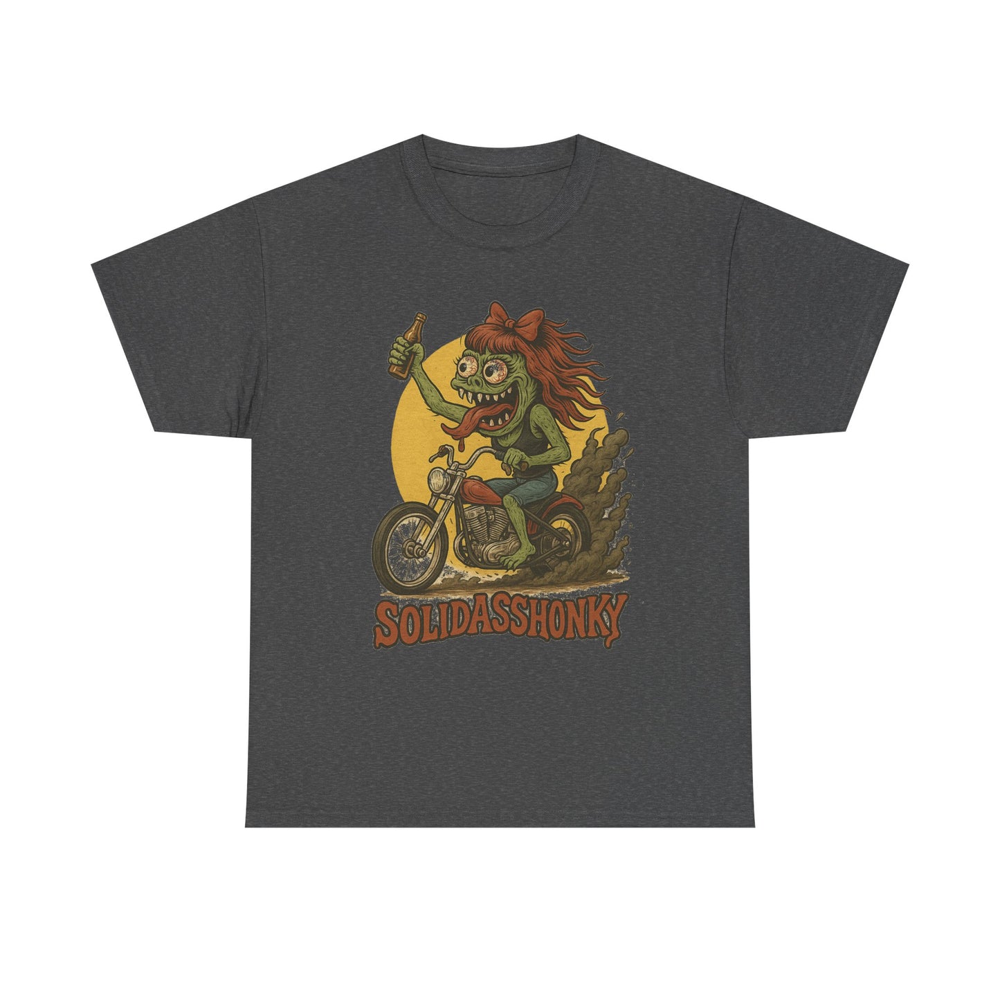 Motorcycle Monster Tee — "Solidasshonky" Retro Biker Graphic Shirt