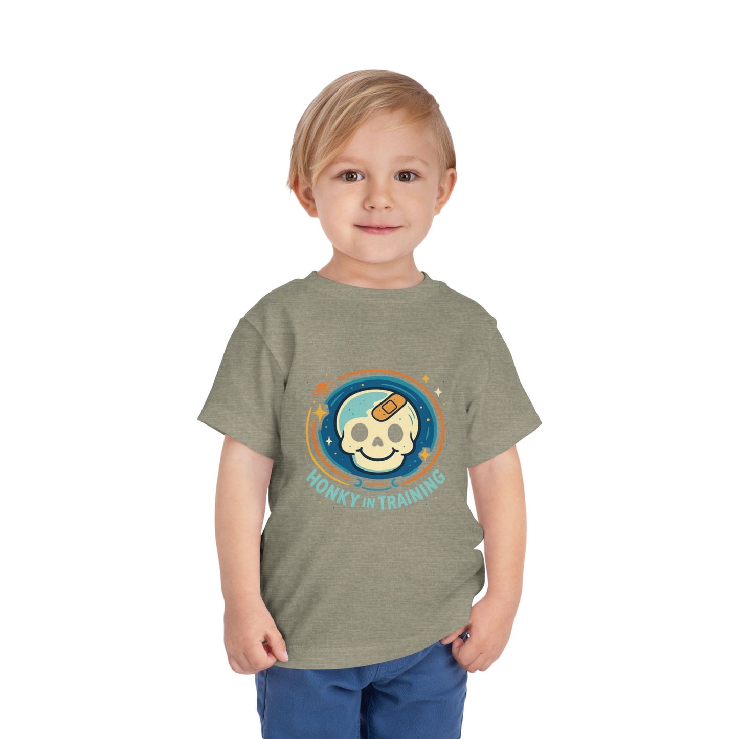Toddler Tee — "Honky in Training" Cute Skull Space Graphic