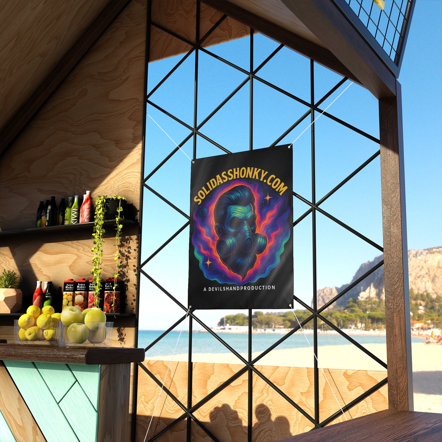 Matte Banner — SolidAssHonky.com Gas Mask Skull Poster