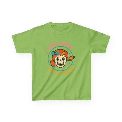 Kids Tee — "Born Broken, Honky in Training" Skull Graphic