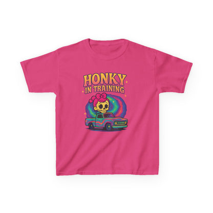 Kids T-Shirt — "Honky in Training" Retro Skull Car Graphic