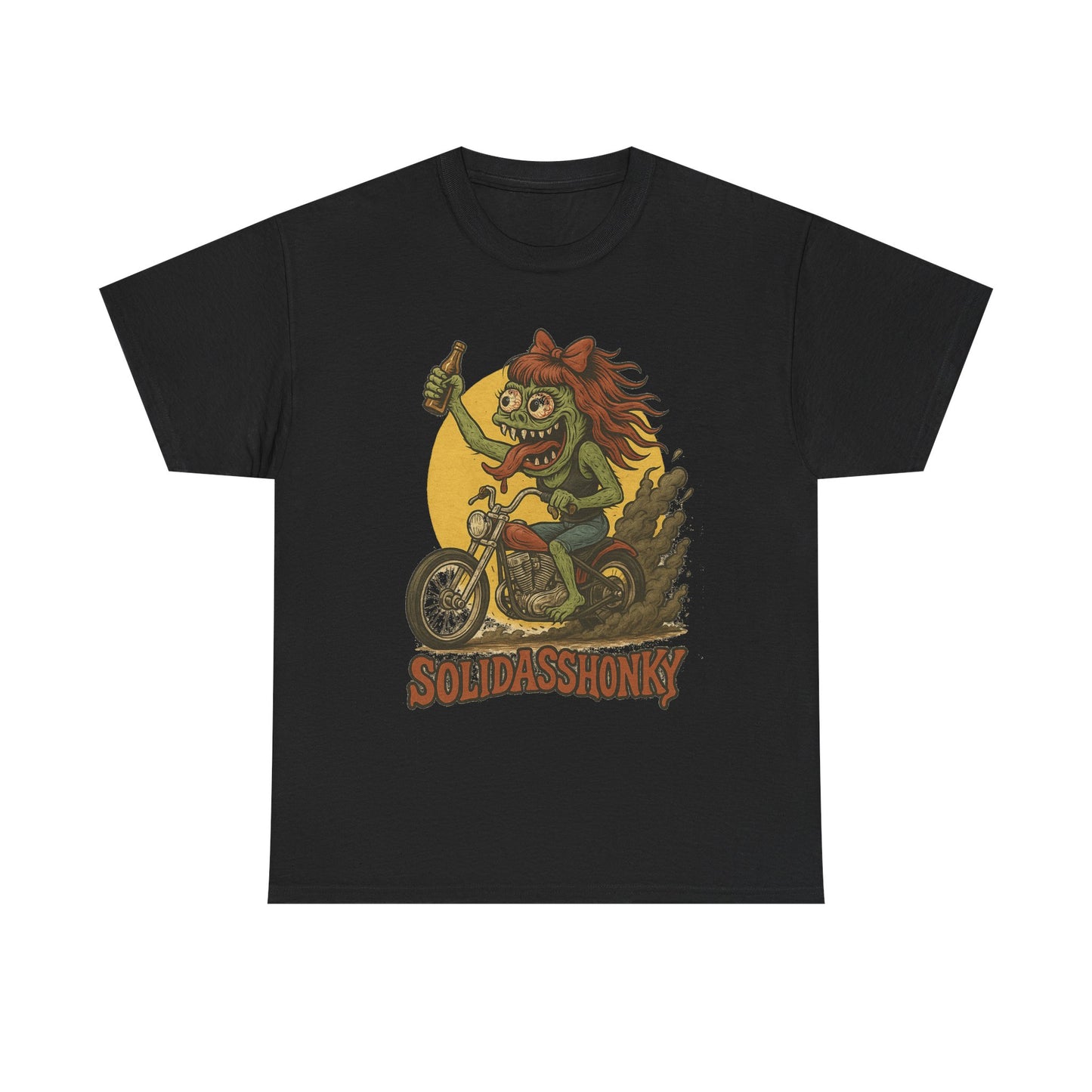 Motorcycle Monster Tee — "Solidasshonky" Retro Biker Graphic Shirt