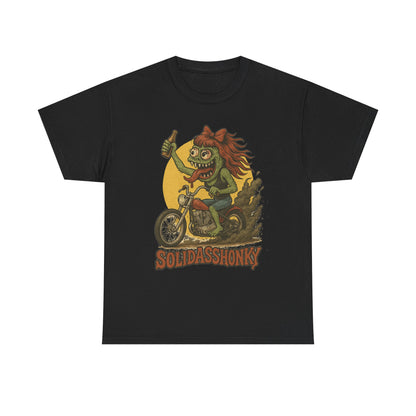 Motorcycle Monster Tee — "Solidasshonky" Retro Biker Graphic Shirt