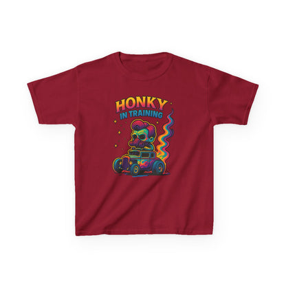 Kids T-Shirt — "Honky in Training" Colorful Racing Skull Graphic Tee
