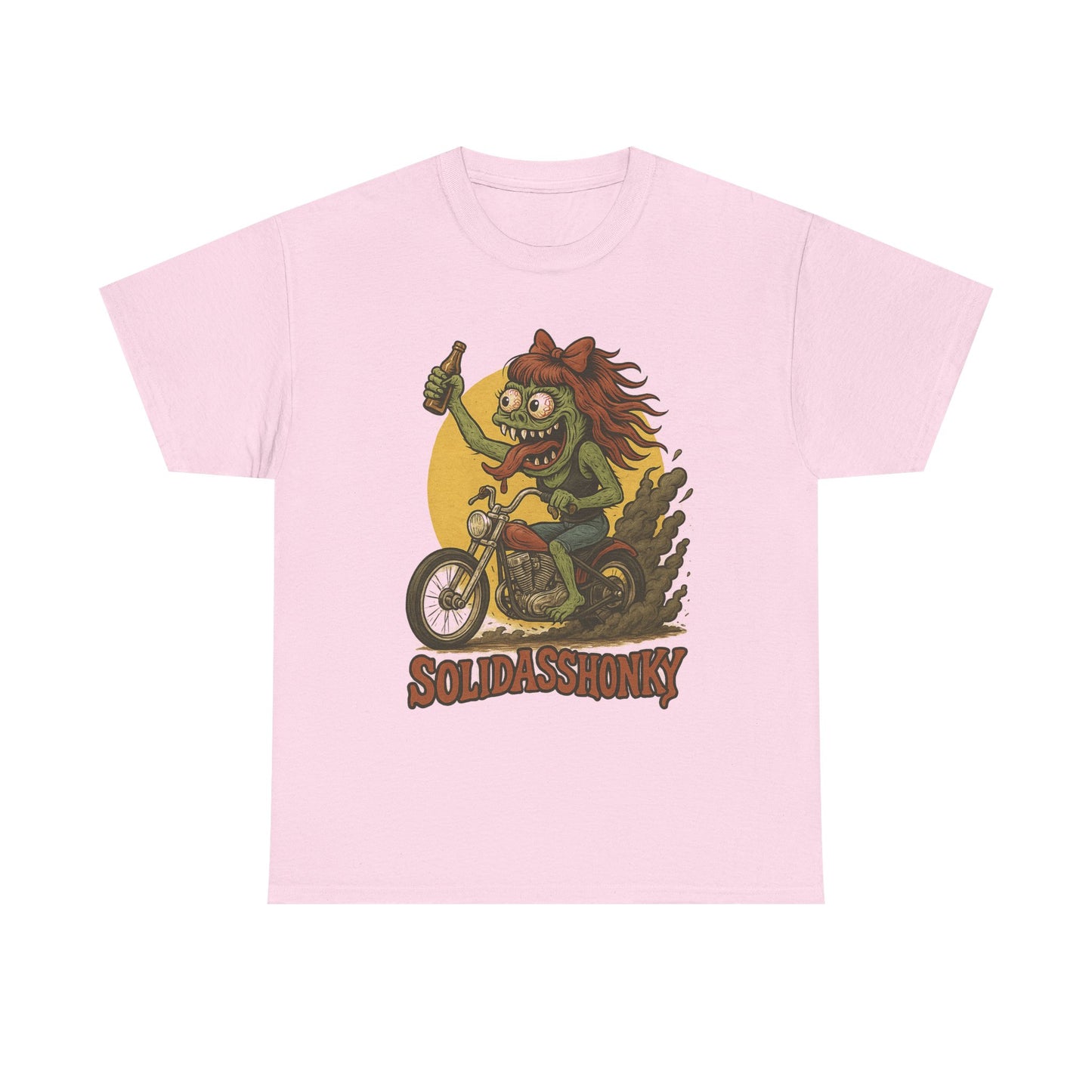 Motorcycle Monster Tee — "Solidasshonky" Retro Biker Graphic Shirt