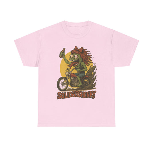 Motorcycle Monster Tee — "Solidasshonky" Retro Biker Graphic Shirt