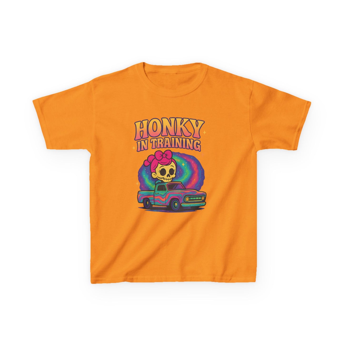 Kids T-Shirt — "Honky in Training" Retro Skull Car Graphic