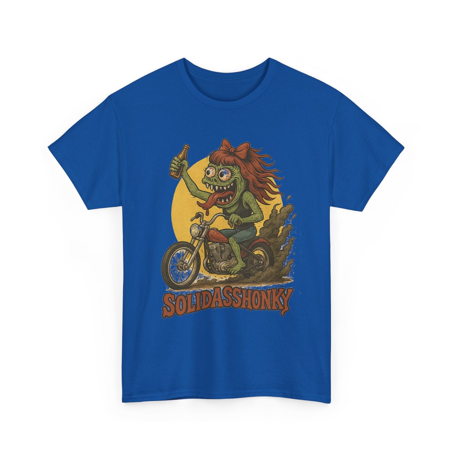 Motorcycle Monster Tee — "Solidasshonky" Retro Biker Graphic Shirt