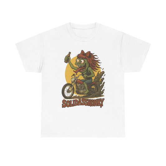 Motorcycle Monster Tee — "Solidasshonky" Retro Biker Graphic Shirt
