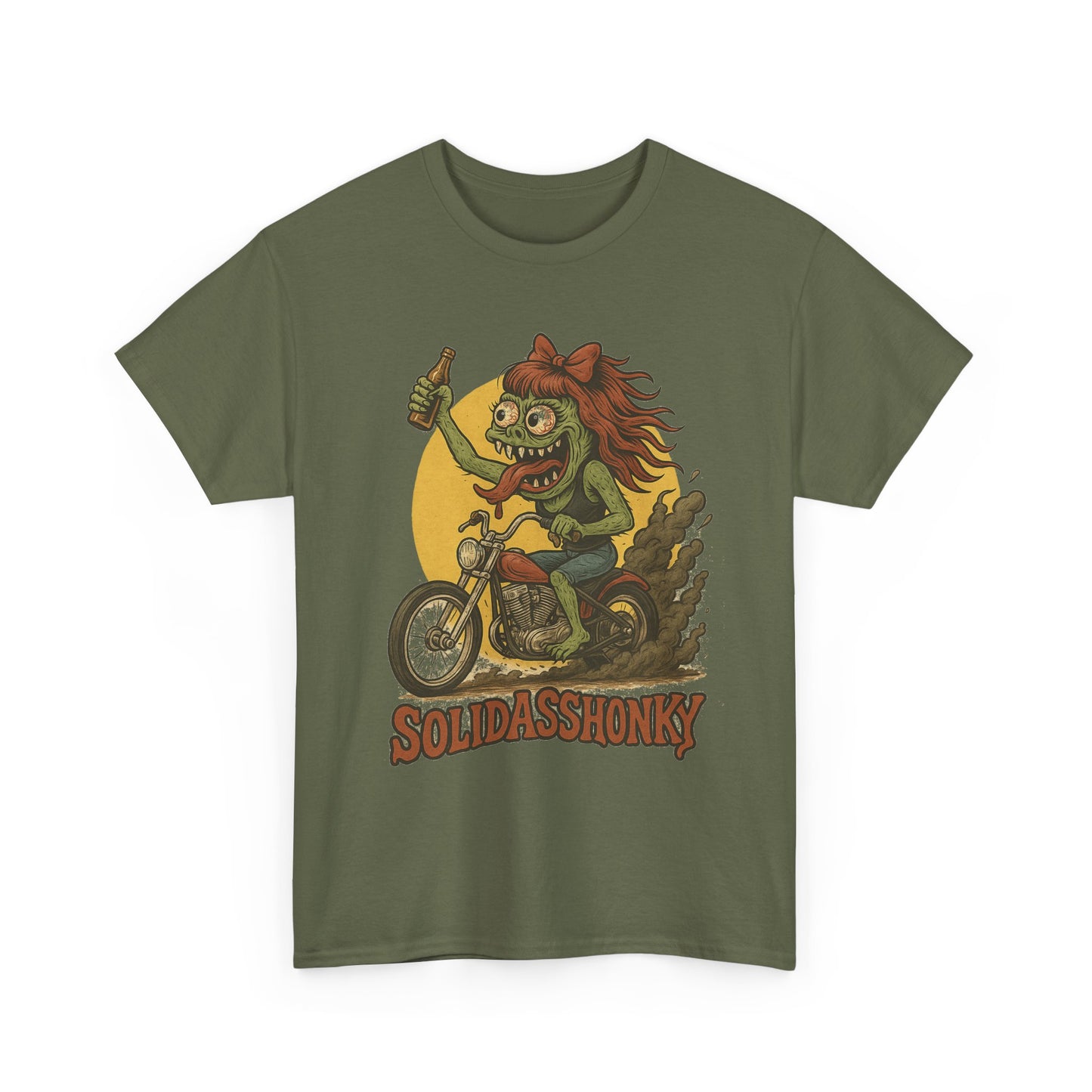 Motorcycle Monster Tee — "Solidasshonky" Retro Biker Graphic Shirt