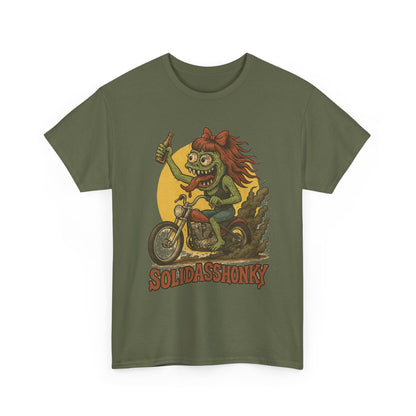 Motorcycle Monster Tee — "Solidasshonky" Retro Biker Graphic Shirt