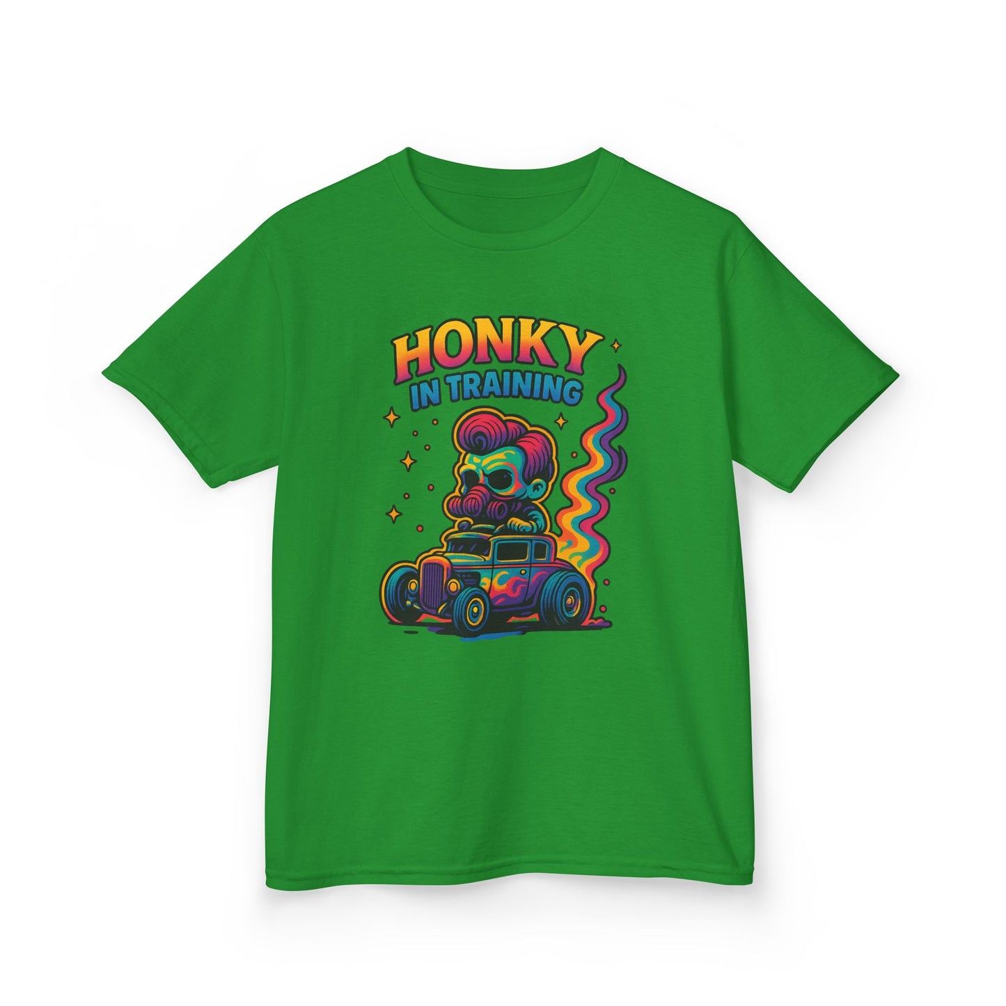 Kids T-Shirt — "Honky in Training" Colorful Racing Skull Graphic Tee
