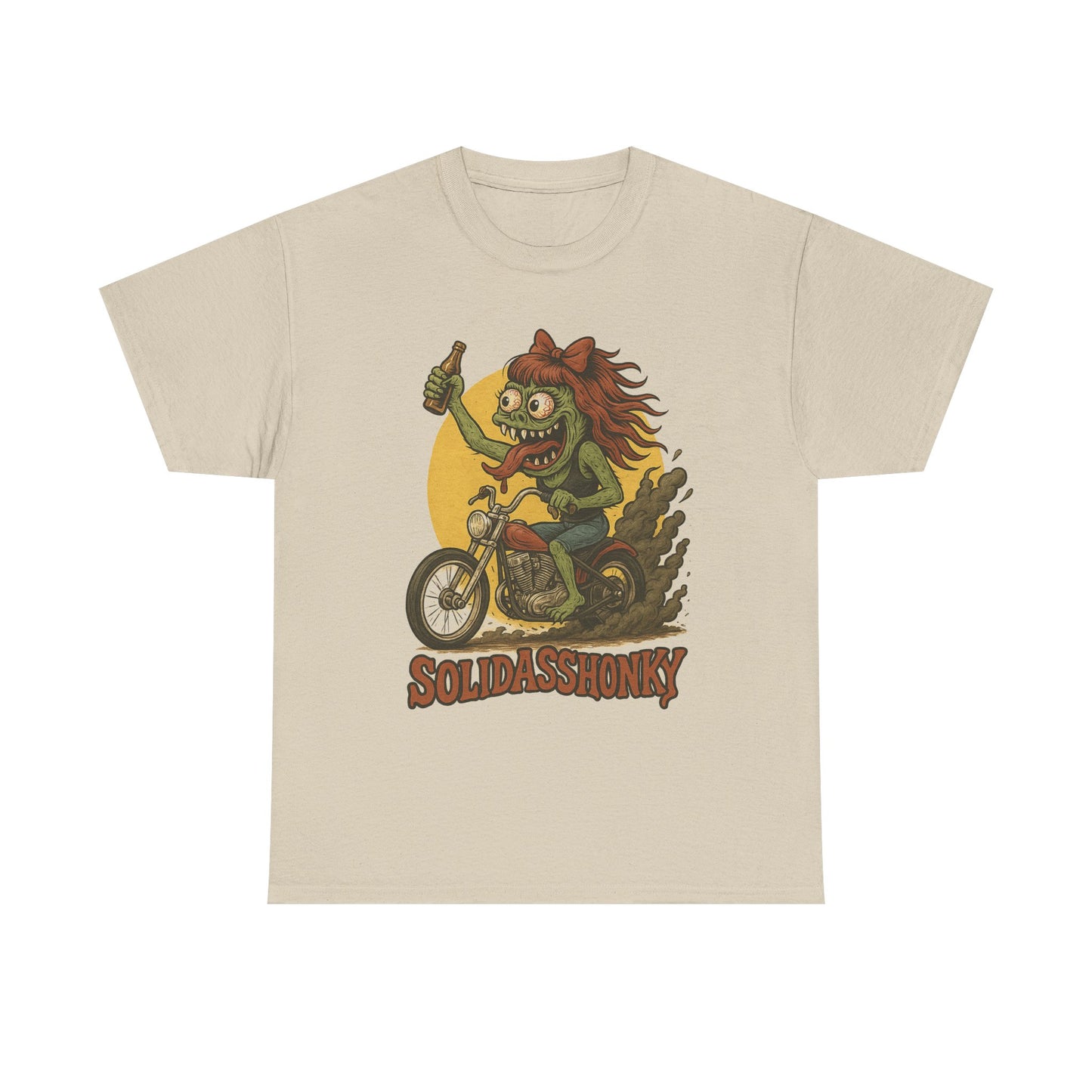 Motorcycle Monster Tee — "Solidasshonky" Retro Biker Graphic Shirt