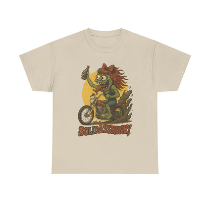 Motorcycle Monster Tee — "Solidasshonky" Retro Biker Graphic Shirt