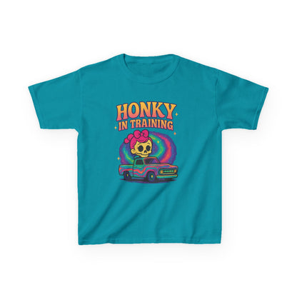 Kids T-Shirt — "Honky in Training" Retro Skull Car Graphic