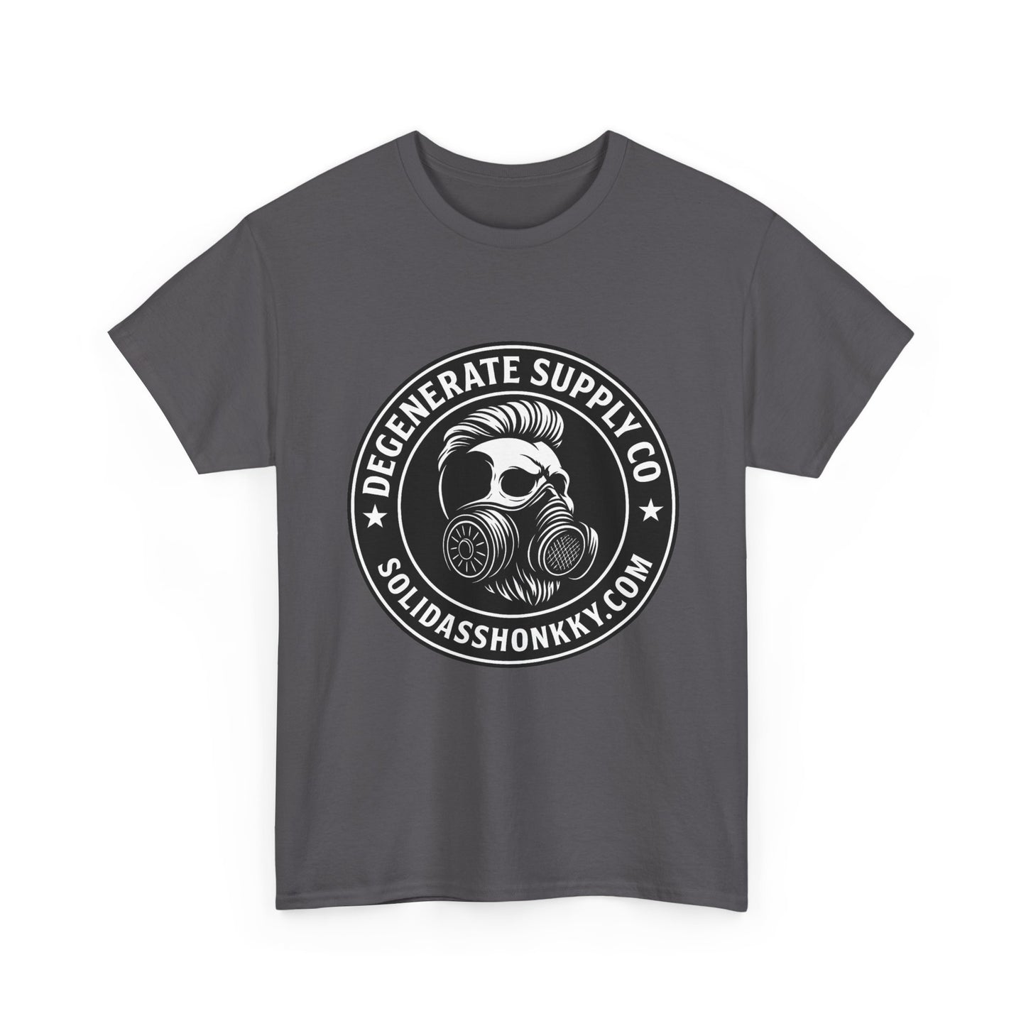 Gas Mask Skull Logo Tee — "Degenerate Supply Co" Streetwear T-Shirt