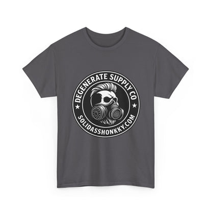 Gas Mask Skull Logo Tee — "Degenerate Supply Co" Streetwear T-Shirt