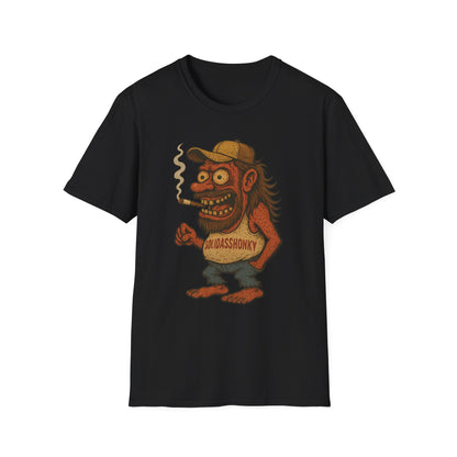 Funny Smoking Monster T-Shirt — Retro Cartoon 'Badass Honky' Graphic Tee