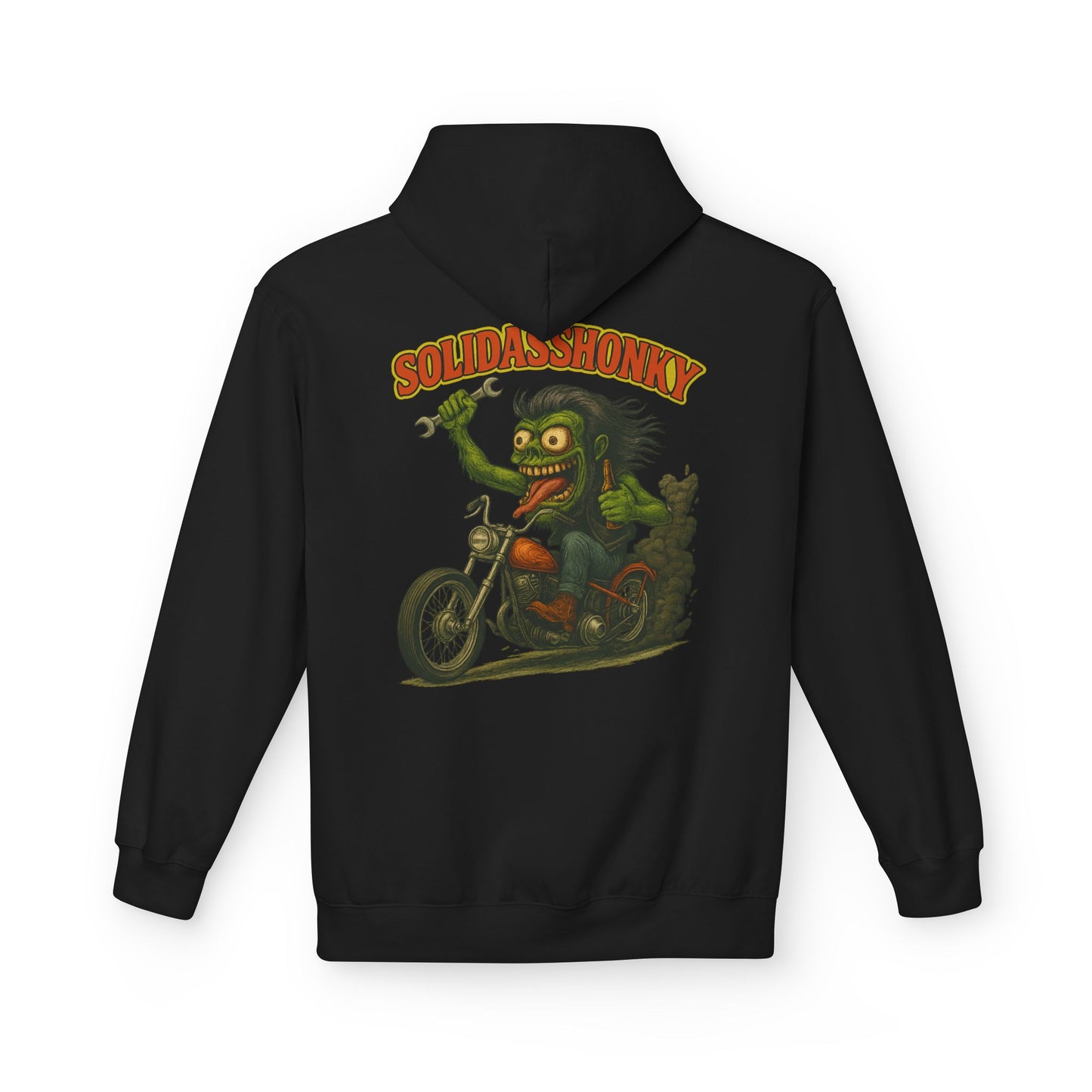 Motorcycle Hoodie — “Soldasshonky” Vintage Biker Graphic Pullover