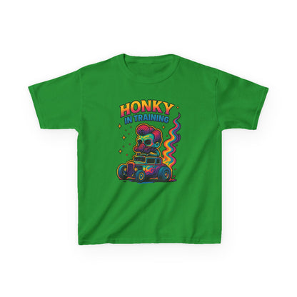 Kids T-Shirt — "Honky in Training" Colorful Racing Skull Graphic Tee