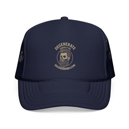 Degenerate Supply Co. Trucker Hat — Vintage Skull Logo Mesh Cap