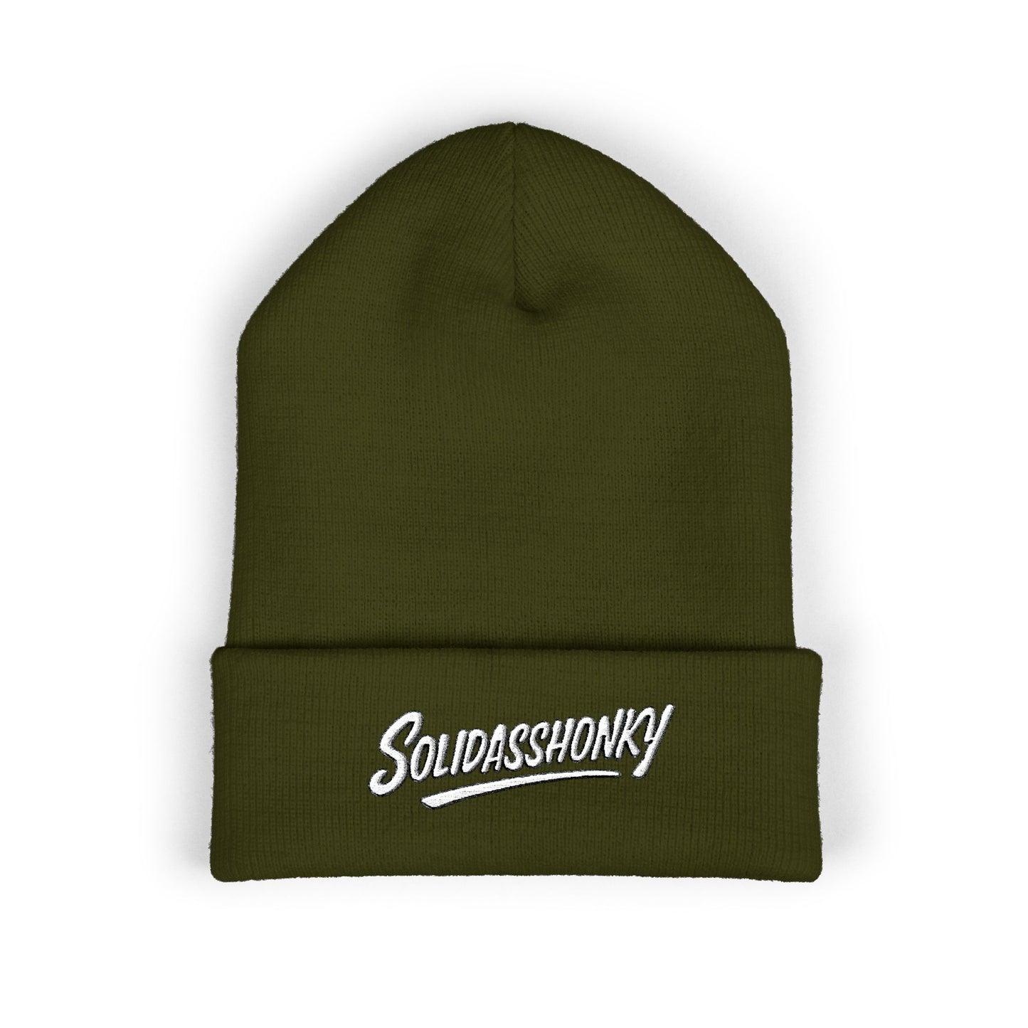 Embroidered "Solidasshonky" Classic Cuffed Beanie — Cozy Retro Script Knit Hat