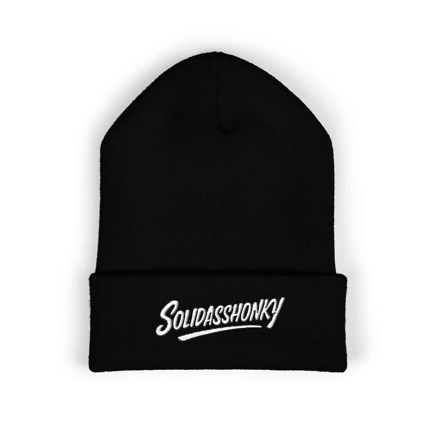 Embroidered "Solidasshonky" Classic Cuffed Beanie — Cozy Retro Script Knit Hat