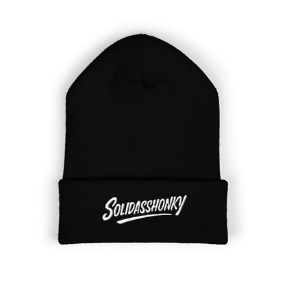 Embroidered "Solidasshonky" Classic Cuffed Beanie — Cozy Retro Script Knit Hat