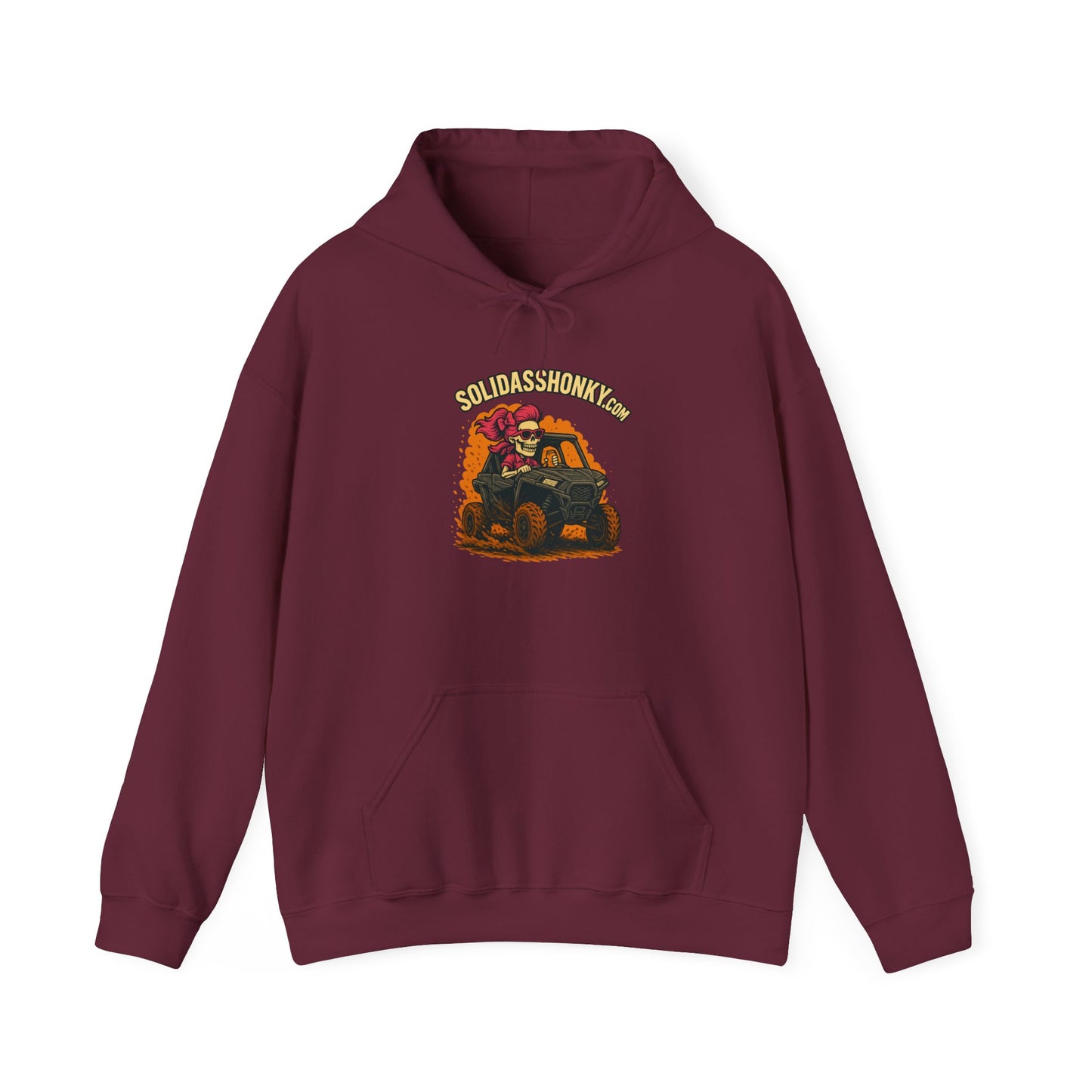 SolidassHonky Women's UTV Hoodie – 'Skull & Shovel' Vintage Racing Graphic