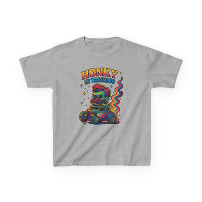 Kids T-Shirt — "Honky in Training" Colorful Racing Skull Graphic Tee
