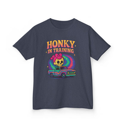 Kids T-Shirt — "Honky in Training" Retro Skull Car Graphic