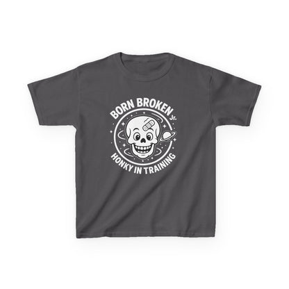 Kids Tee — 'Born Broken, Made in Training' Skull Graphic